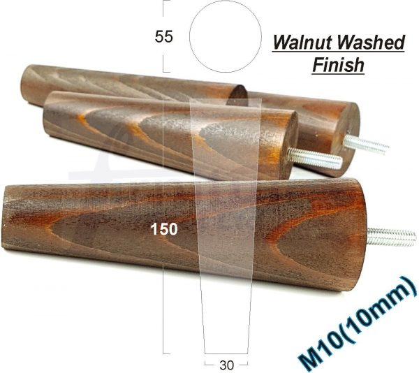 4x WOOD REPLACEMENT FURNITURE CHAIR LEG M10(10mm) TAPERED SETTEE FEET 150mm HIGH - Image 18