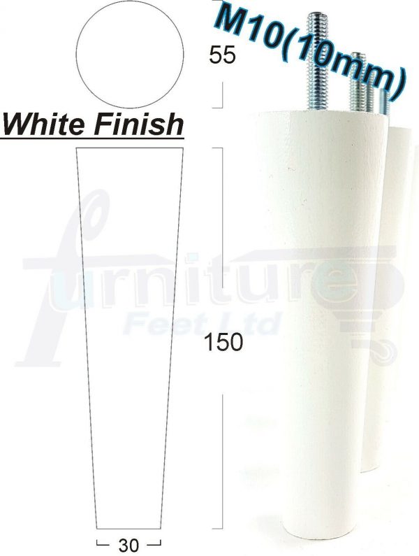4x WOOD REPLACEMENT FURNITURE CHAIR LEG M10(10mm) TAPERED SETTEE FEET 150mm HIGH - Image 32