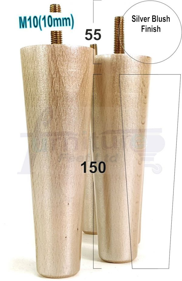 4x WOOD REPLACEMENT FURNITURE CHAIR LEG M10(10mm) TAPERED SETTEE FEET 150mm HIGH - Image 15