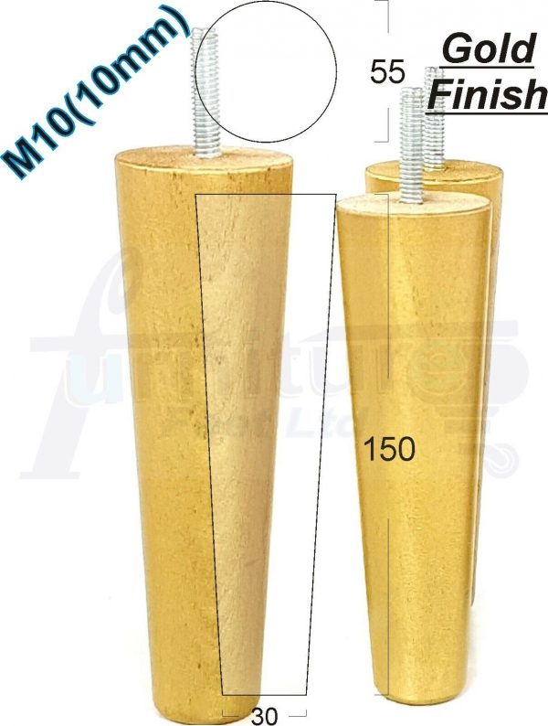 4x WOOD REPLACEMENT FURNITURE CHAIR LEG M10(10mm) TAPERED SETTEE FEET 150mm HIGH - Image 19