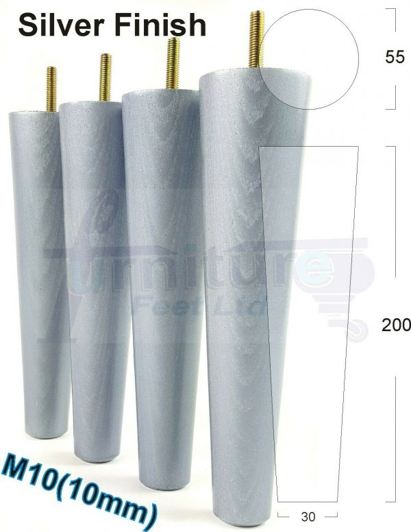 4x WOOD REPLACEMENT FURNITURE CHAIR LEG M10(10mm) TAPERED SETTEE FEET 200mm HIGH - Image 31