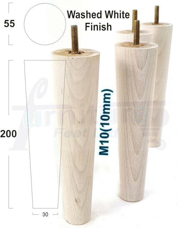 4x WOOD REPLACEMENT FURNITURE CHAIR LEG M10(10mm) TAPERED SETTEE FEET 200mm HIGH - Image 35