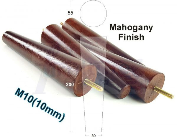 4x WOOD REPLACEMENT FURNITURE CHAIR LEG M10(10mm) TAPERED SETTEE FEET 200mm HIGH - Image 23