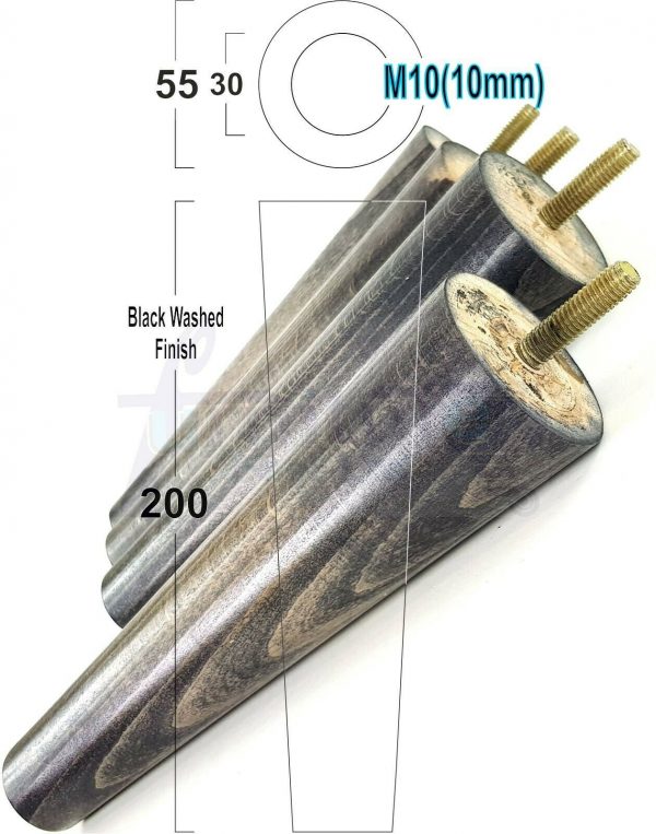4x WOOD REPLACEMENT FURNITURE CHAIR LEG M10(10mm) TAPERED SETTEE FEET 200mm HIGH - Image 16
