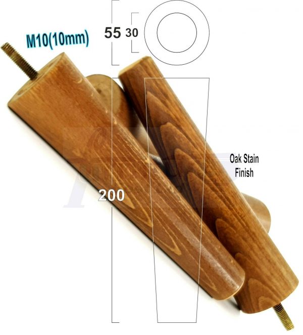 4x WOOD REPLACEMENT FURNITURE CHAIR LEG M10(10mm) TAPERED SETTEE FEET 200mm HIGH - Image 30
