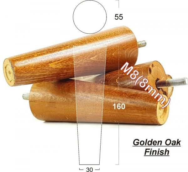 4x WOOD REPLACEMENT FURNITURE CHAIR LEG M8(8mm) TAPERED SETTEE FEET 160mm HIGH - Image 23