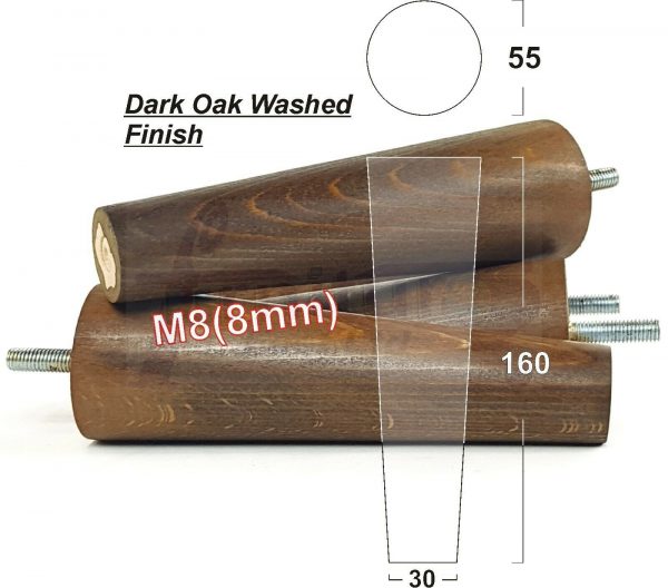 4x WOOD REPLACEMENT FURNITURE CHAIR LEG M8(8mm) TAPERED SETTEE FEET 160mm HIGH - Image 20