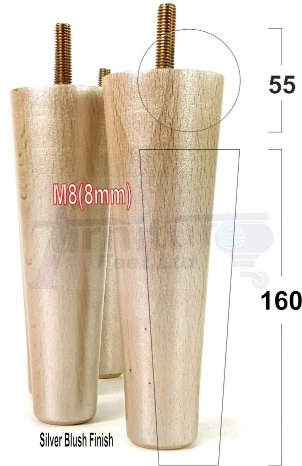 4x WOOD REPLACEMENT FURNITURE CHAIR LEG M8(8mm) TAPERED SETTEE FEET 160mm HIGH - Image 18