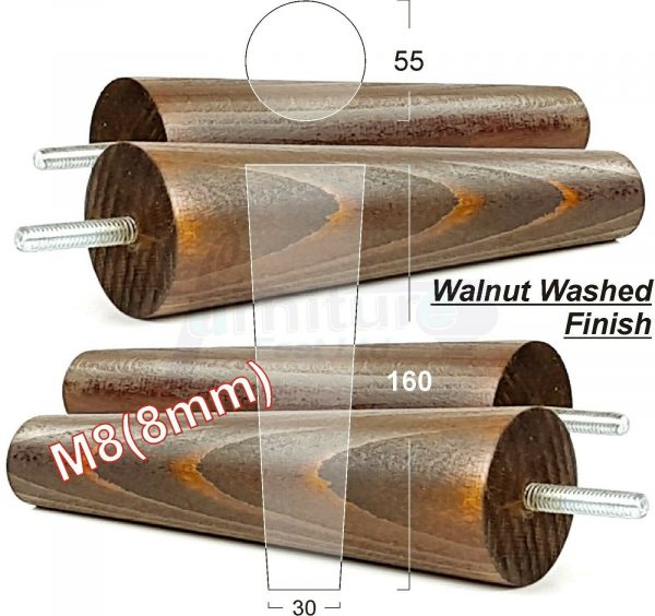 4x WOOD REPLACEMENT FURNITURE CHAIR LEG M8(8mm) TAPERED SETTEE FEET 160mm HIGH - Image 21
