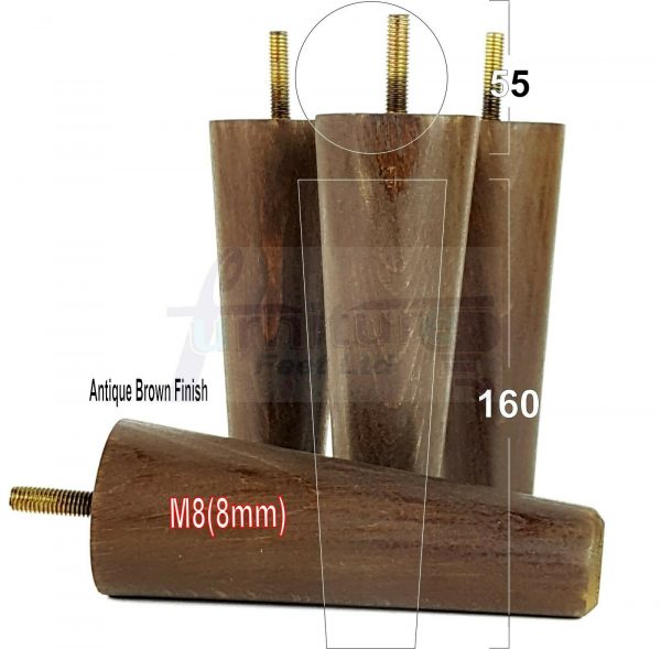 4x WOOD REPLACEMENT FURNITURE CHAIR LEG M8(8mm) TAPERED SETTEE FEET 160mm HIGH - Image 14