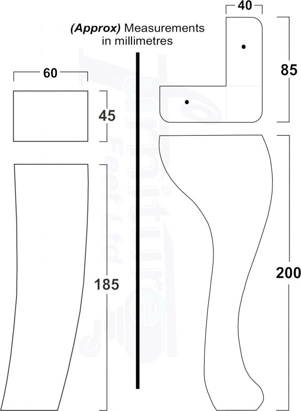2 Traditional Queen Anne Furniture Legs & 2 Curved Feet 200mm Sofa Chair Bed M8 - Image 3