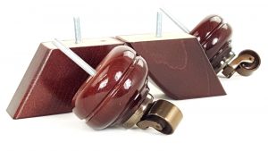 2x Turned Wooden Antique Castor Feet 95mm High  2x Curved Back Feet  Mahogany M8