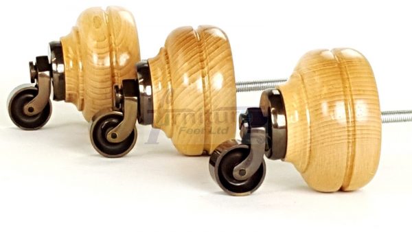 4  Wood Feet Natural Turned Furniture Antique Castor Leg Chair Stool Sofas M8 - Image 3