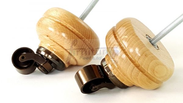 4  Wood Feet Natural Turned Furniture Antique Castor Leg Chair Stool Sofas M8 - Image 4