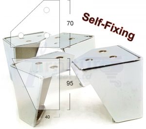 4x METAL FURNITURE LEGS 60mm HIGH SELF-FIXING FEET FOR SOFA CHAIR CABINETS BEDS