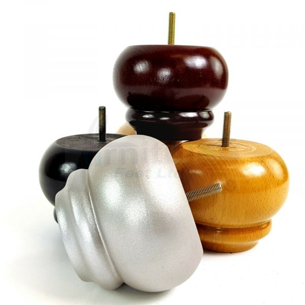4x SOLID WOODEN FURNITURE LEGS M8(8mm) CHAIR REPLACEMENT BUN FEET 90mm HIGH - Image 6