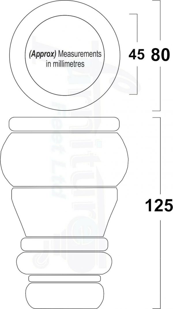 4x TURNED WOOD FURNITURE CHAIR LEGS M8(8mm) REPLACEMENT SETTEE FEET 125mm HIGH - Image 3