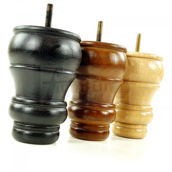 4x TURNED WOOD FURNITURE CHAIR LEGS M8(8mm) REPLACEMENT SETTEE FEET 125mm HIGH - Image 7