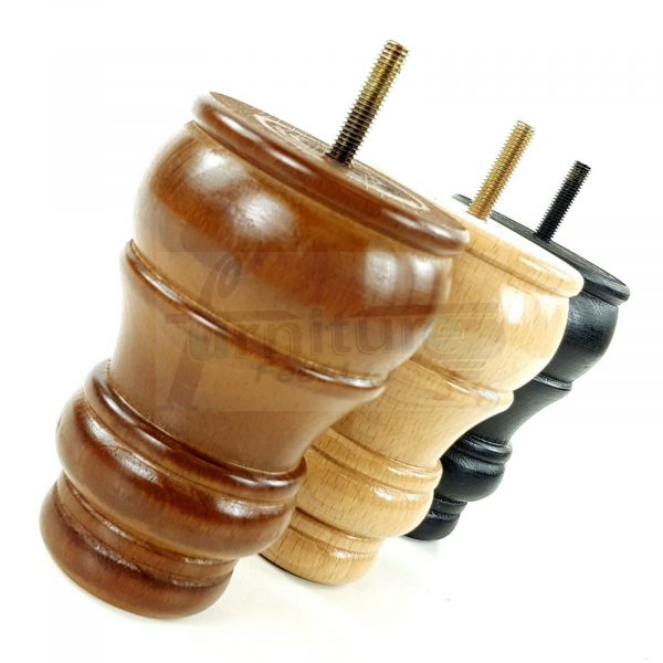 4x TURNED WOOD FURNITURE CHAIR LEGS M8(8mm) REPLACEMENT SETTEE FEET 125mm HIGH - Image 8