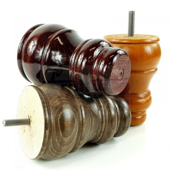 4x TURNED WOOD FURNITURE CHAIR LEGS M8(8mm) REPLACEMENT SETTEE FEET 125mm HIGH - Image 10