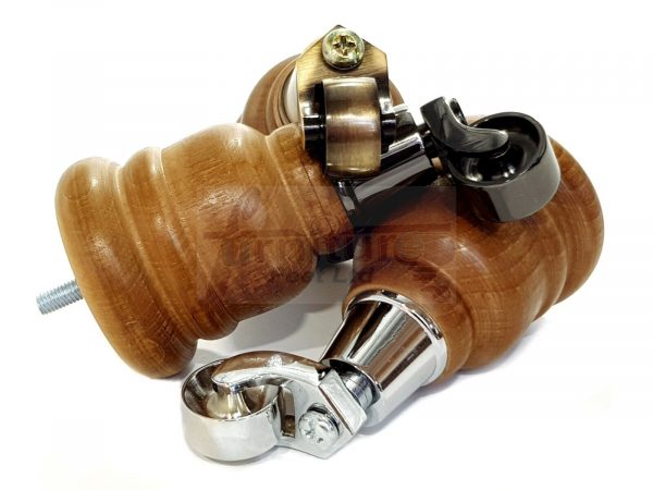 4x Turned Wood Furniture Sofa Legs M8 Replacement Feet With Castors 155mm High - Image 4