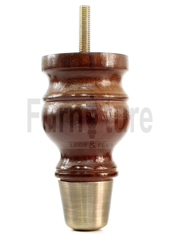 4x Turned Wooden Furniture Leg Brass Slipper Cup Sofa, Chair Feet 110mm High M8 - Image 5