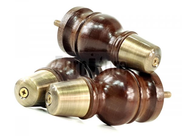 4x Turned Wooden Furniture Leg Brass Slipper Cup Sofa, Chair Feet 110mm High M8 - Image 10
