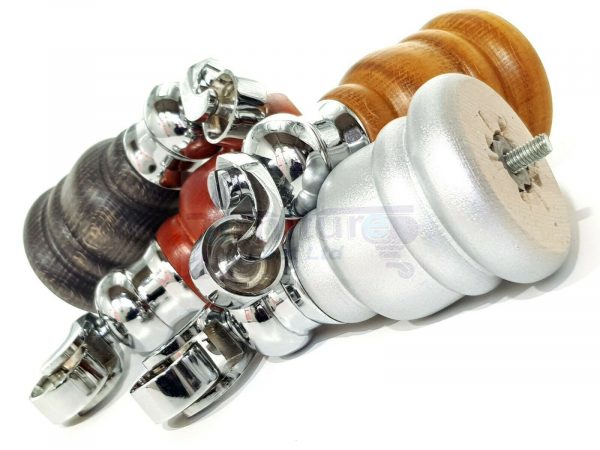 4x WOOD FURNITURE LEGS M8 REPLACEMENT CHROME CAULDRON CASTOR FEET 165mm HIGH - Image 4
