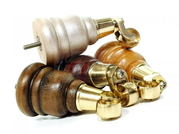 4x WOODEN FURNITURE LEGS M8(8mm) CHAIR REPLACEMENT BRASS CASTOR FEET 155mm HIGH - Image 4