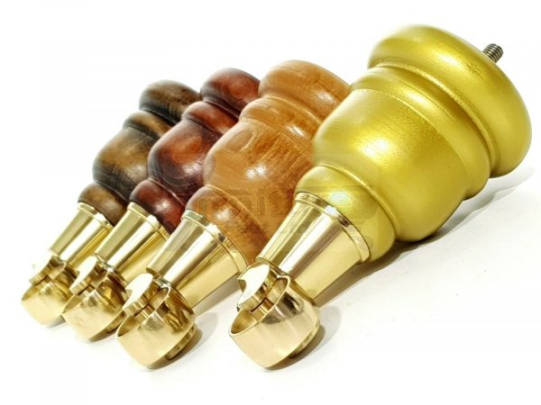 4x WOODEN FURNITURE LEGS M8(8mm) CHAIR REPLACEMENT BRASS CASTOR FEET 155mm HIGH - Image 8