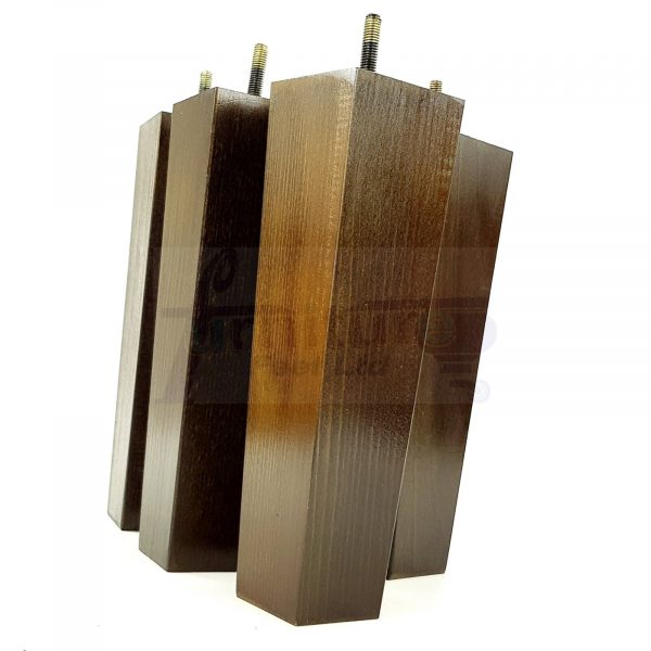 Square Wood Legs Replacement Furniture Feet 100 - 240mm High M8 Antique Brown - Image 3