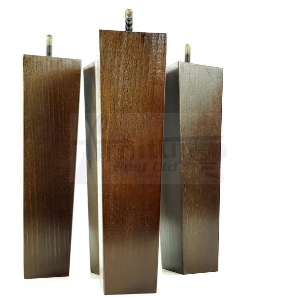 Square Wood Legs Replacement Furniture Feet 100 - 240mm High M8 Antique Brown - Image 4