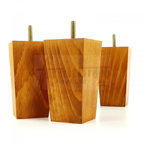 Square Wood Legs Replacement Furniture Feet 100 - 240mm High M8 Medium Oak Wash - Image 3