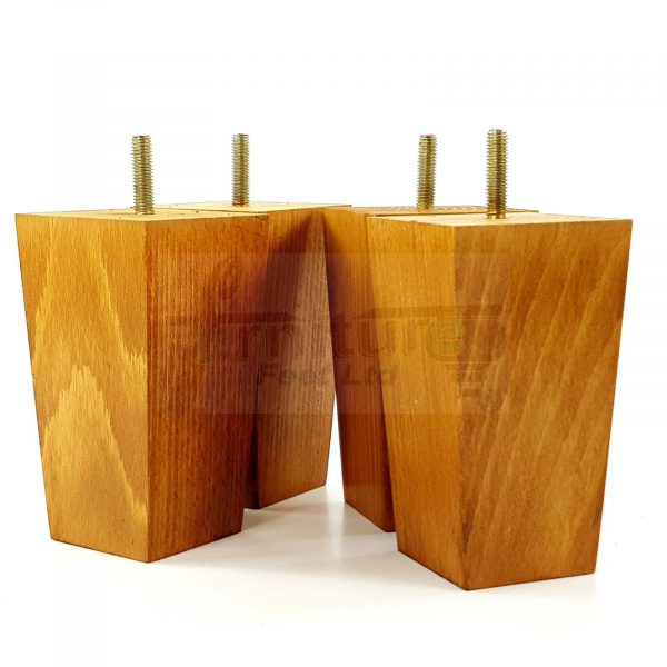 Square Wood Legs Replacement Furniture Feet 100 - 240mm High M8 Medium Oak Wash - Image 5