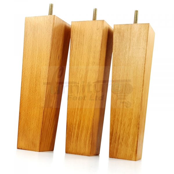 Square Wood Legs Replacement Furniture Feet 100 - 240mm High M8 Medium Oak Wash - Image 6