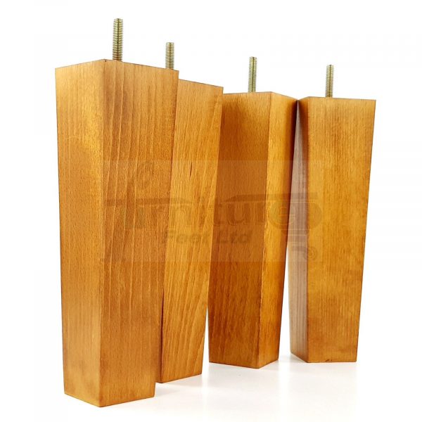 Square Wood Legs Replacement Furniture Feet 100 - 240mm High M8 Medium Oak Wash - Image 7