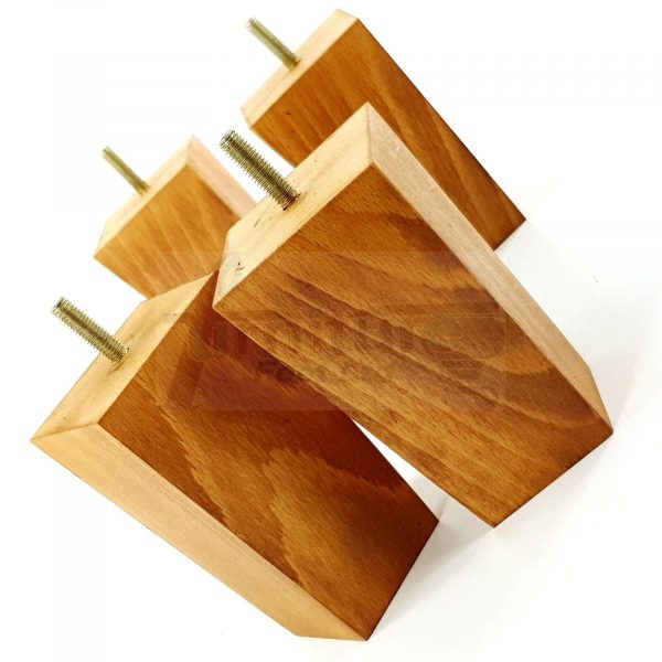 Square Wood Legs Replacement Furniture Feet 100 - 240mm High M8 Medium Oak Wash