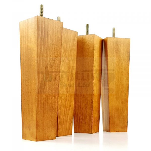 Square Wood Legs Replacement Furniture Feet 100 - 240mm High M8 Medium Oak Wash - Image 8