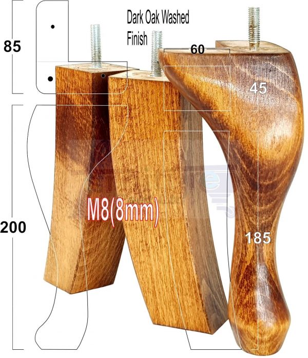 2 Traditional Queen Anne Furniture Legs & 2 Curved Feet 200mm Sofa Chair Bed M8 - Image 18