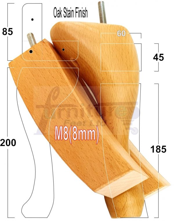 2 Traditional Queen Anne Furniture Legs & 2 Curved Feet 200mm Sofa Chair Bed M8 - Image 36