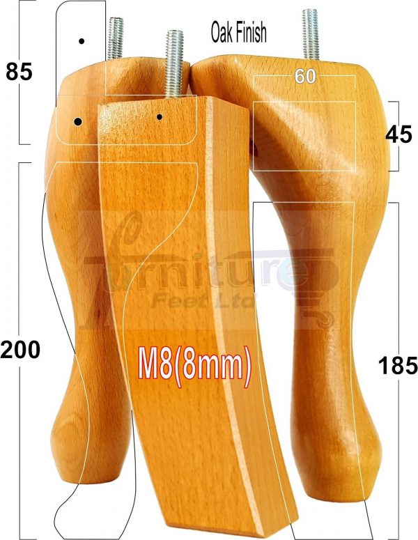 2 Traditional Queen Anne Furniture Legs & 2 Curved Feet 200mm Sofa Chair Bed M8 - Image 24