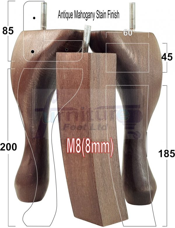 2 Traditional Queen Anne Furniture Legs & 2 Curved Feet 200mm Sofa Chair Bed M8 - Image 14