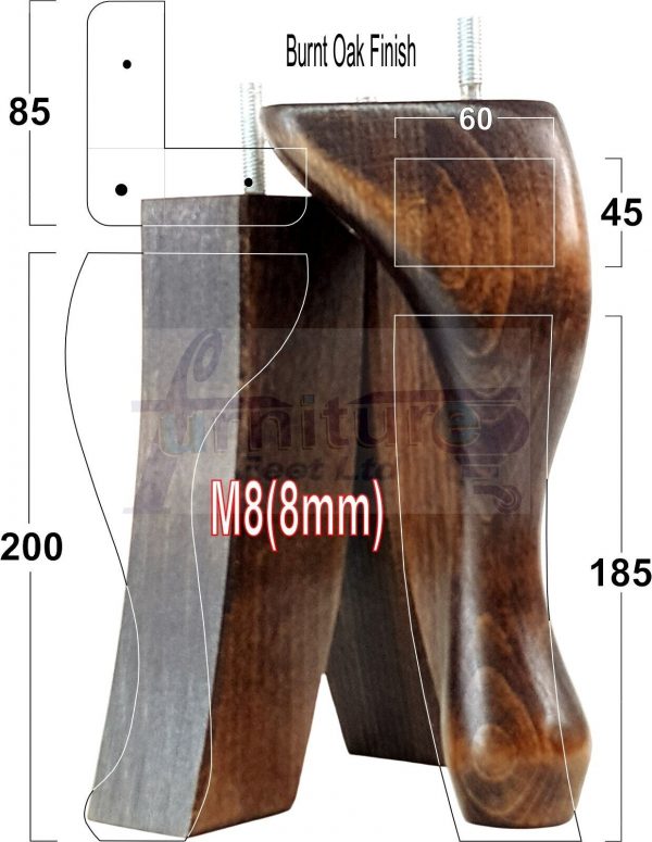 2 Traditional Queen Anne Furniture Legs & 2 Curved Feet 200mm Sofa Chair Bed M8 - Image 40