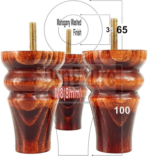 4 Replacement Wood Furniture Settee Sofa Legs M8 Chair Stool Bed Feet 100mm High - Image 20