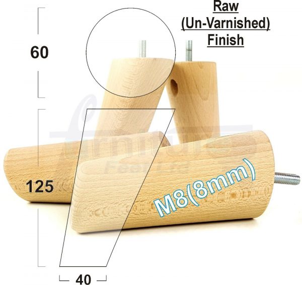 4x ANGLED WOODEN SETTEE LEGS 125mm High SOFA FURNITURE REPLACEMENT FEET M8(8mm) - Image 26