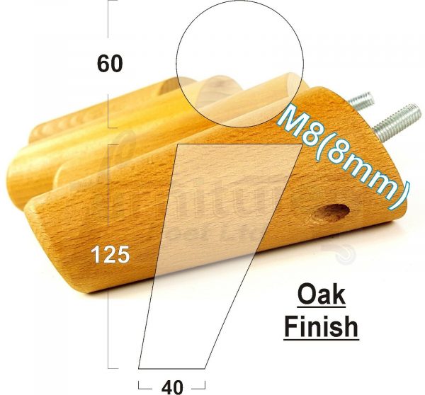 4x ANGLED WOODEN SETTEE LEGS 125mm High SOFA FURNITURE REPLACEMENT FEET M8(8mm) - Image 27