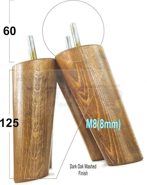 4x ANGLED WOODEN SETTEE LEGS 125mm High SOFA FURNITURE REPLACEMENT FEET M8(8mm) - Image 18