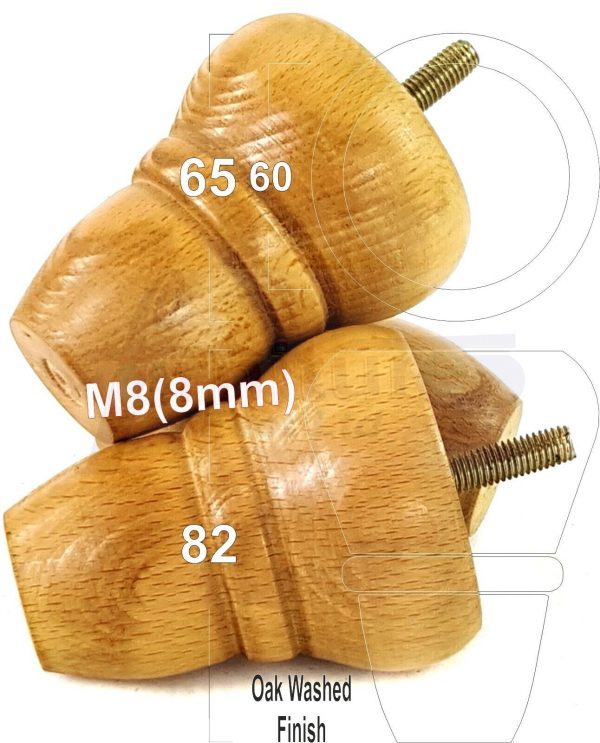 4x REPLACEMENT WOOD FURNITURE SOFA LEGS M8(8mm) CHAIR - SETTEE FEET 82mm HIGH - Image 30