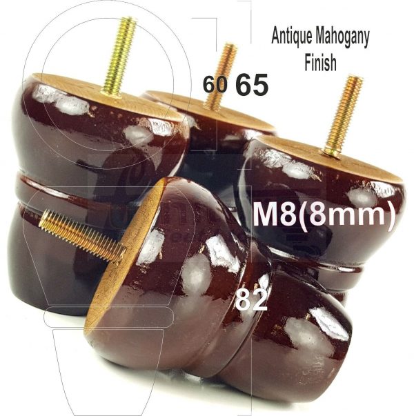 4x REPLACEMENT WOOD FURNITURE SOFA LEGS M8(8mm) CHAIR - SETTEE FEET 82mm HIGH - Image 37
