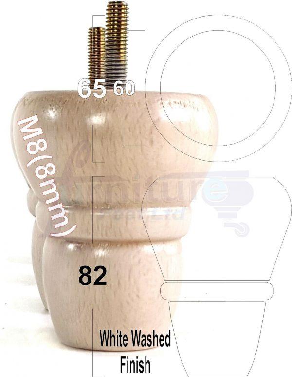 4x REPLACEMENT WOOD FURNITURE SOFA LEGS M8(8mm) CHAIR - SETTEE FEET 82mm HIGH - Image 36